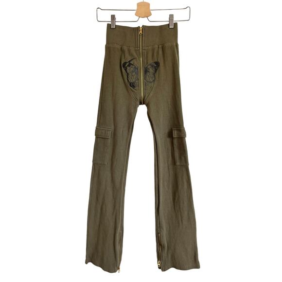TORDROBES GREEN BUTTERFLY UZIP CARGO PANTS - Picture 1 of 6